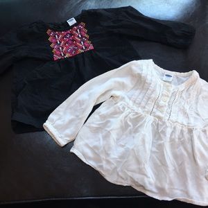 Pair of peasant style baby girl tops sz 12-18 mon